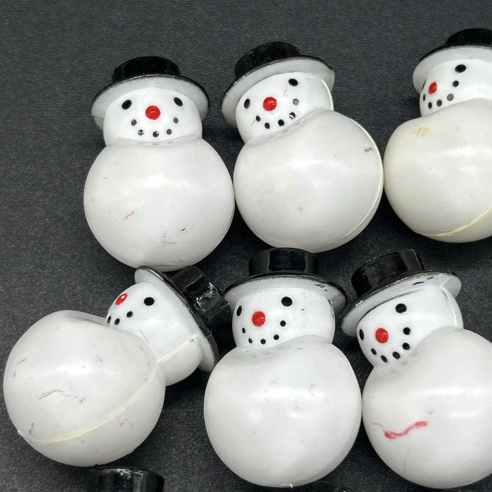 Snowman Christmas String Light Bulb Replacement Covers, White Plastic, Lot of 21